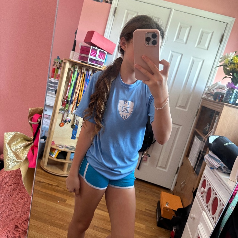 JUSTICE blue elastic stretchy shorts breathable